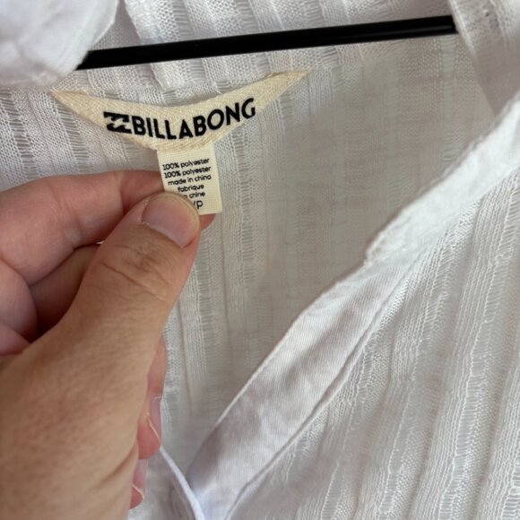 Billabong White Hooded Henley Tunic Top Small Lightweight Textured - Picture 4 of 6